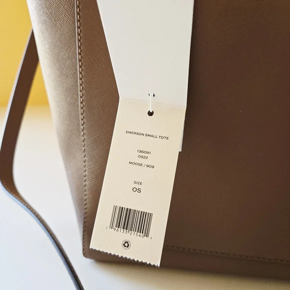 Tory Burch Emerson Top Zip Tote Moose Brown Saffiano Leather Crossbody Bag - Picture 13 of 16